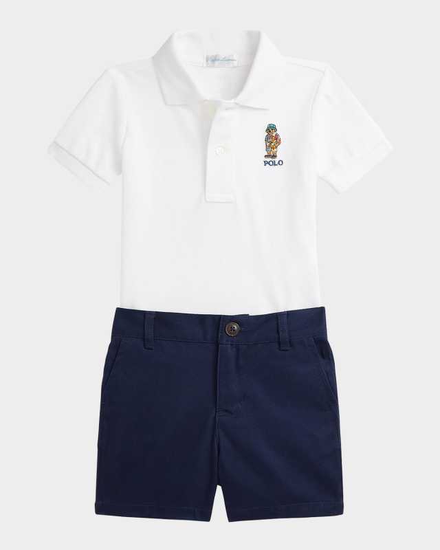Boy's Mesh Polo Shirt & Chino Shorts Set, Size 3M-